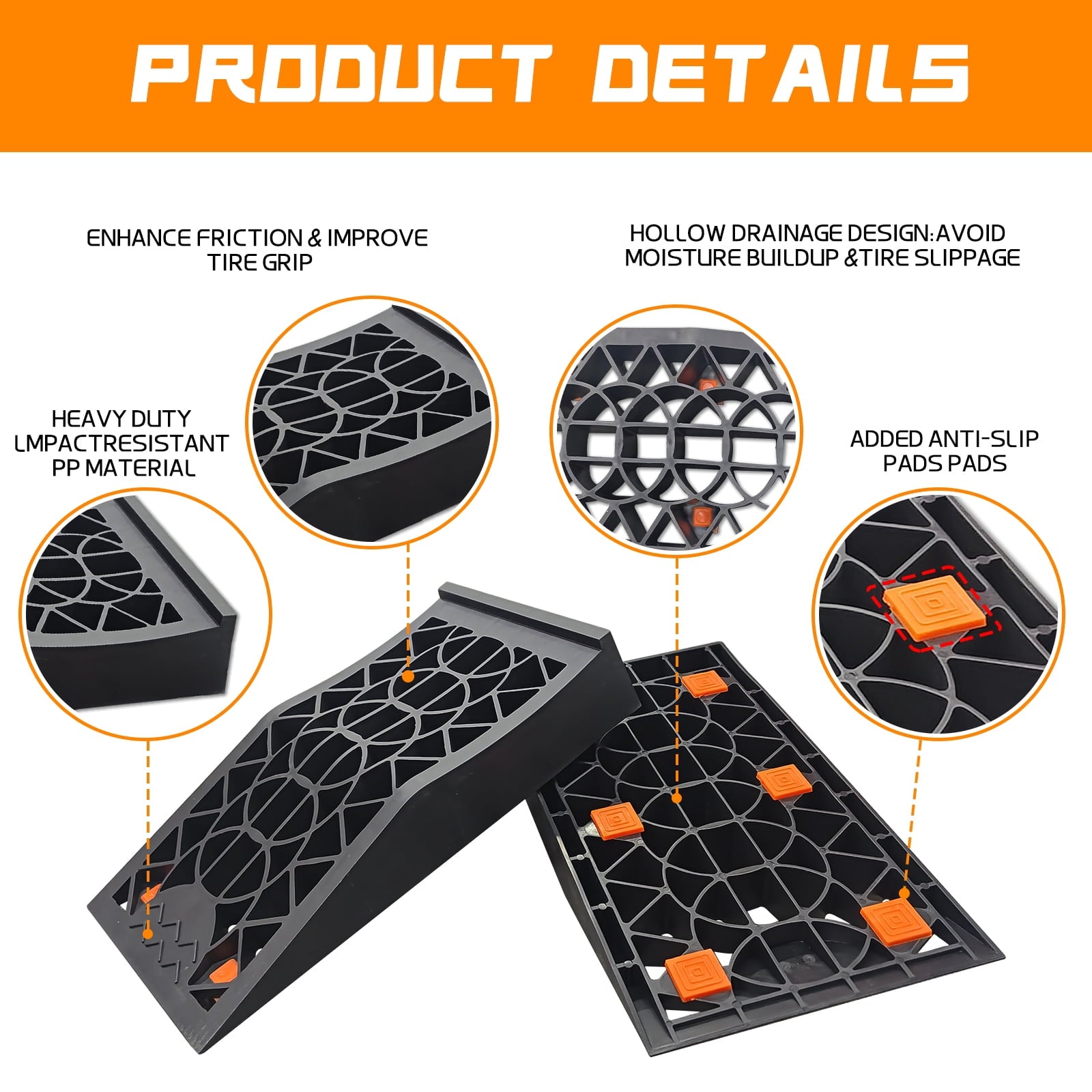 2 Pack Car Ramp, Car Ramp for Oil Change, Slow Profile Car Ramps, Rhino Ramps  Driveway RampLift Vehicle Maintenance