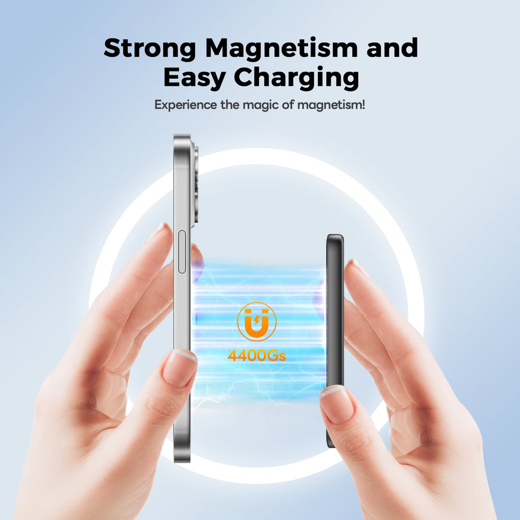 0.3" Ultra Slim MagSafe Portable Charger iPhone, 5000mAh Magnetic Wireless Portable Charger with Fast Charging, Slim MagSafe Battery Pack for iPhone 16 Pro Max/16 Pro/16/15/14/13/12, Black